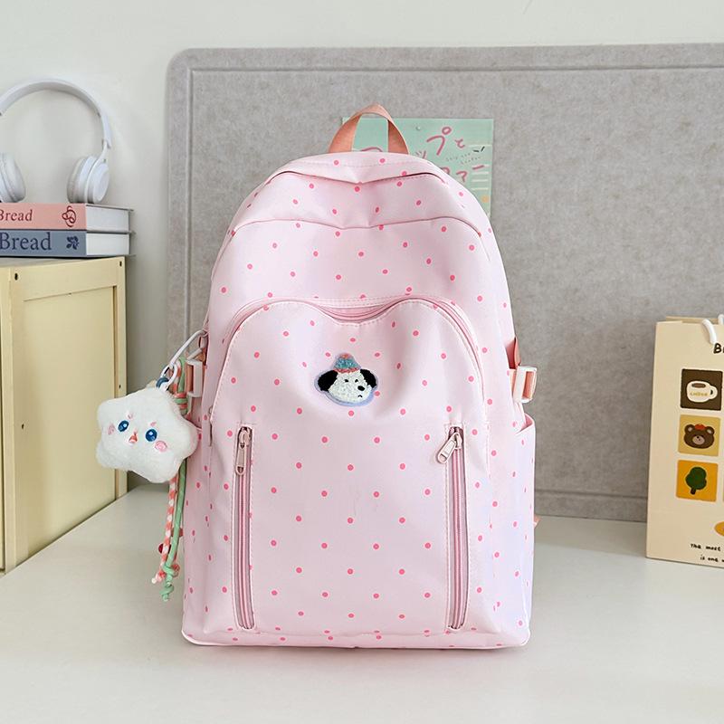 School bag schoolbag ins style versatile high value polka dot Korean girl light first big travel backpack