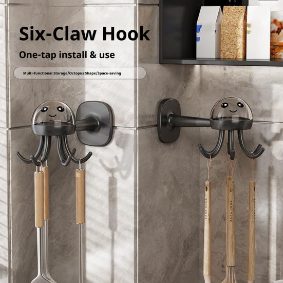 Kunststoff Wandhänge-Aufbewahrungsregal mit starkem Klebe-Tragfähigkeit Cartoon-Oktopus-Form Sechsarm-Design Badezimmer-Aufbewahrungsregal
