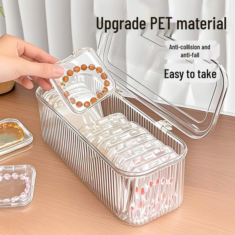 Portable Scratch-Resistant Striped Jewelry Box: Transparent, Sealed, Anti-Oxidation Storage for Wenwan Hand String & Necklace