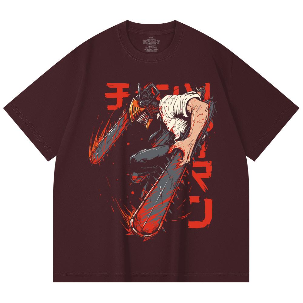 

230 Gsm 100% Cotton Chainsaw Man V21 Denji Print Unisex Heavy Cotton T Shirt 2XL