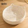 Panier Nid de Couchage pour Chat Corde de Coton Animal de Compagnie avec Design d'Oreilles Tissé à la Main pour Chats Chiots Lapins Petits Animaux Coussin