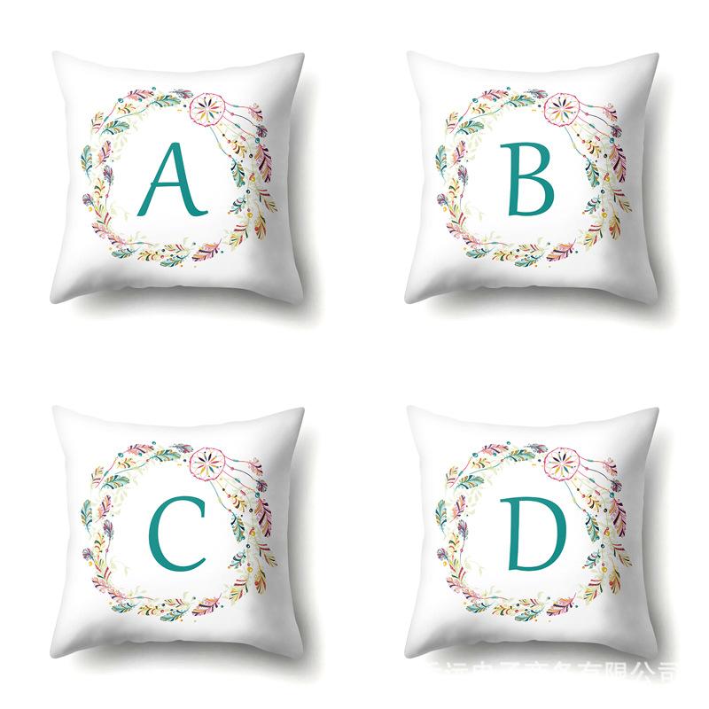 Polyester Pillowcase Simple Home Furnishing 26 English Letter Printed Pillowcase Car Cushion Waist Cushion Cover