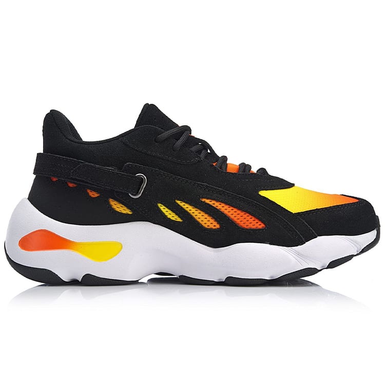 Li Ning Schmetterlingsdämpfung Rutschfest Niedrig geschnitten Klobige Sneaker Schwarz Gelb AGCN225-6