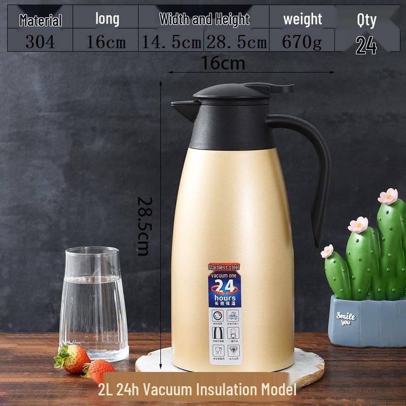 304 Stainless Steel Insulated Teapot Thermos Flask, Large Capacity 24-Hour Hot Water Bottle