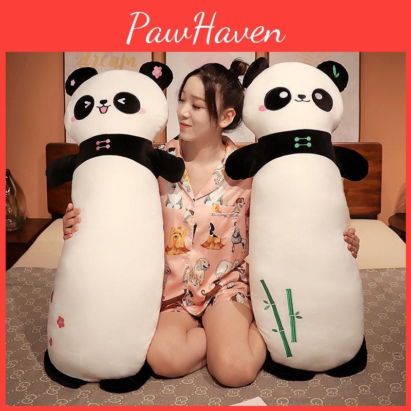 Flower Panda Bamboo Long Plush Toy Animal Stuffed Doll Room Decoration Gift Kids