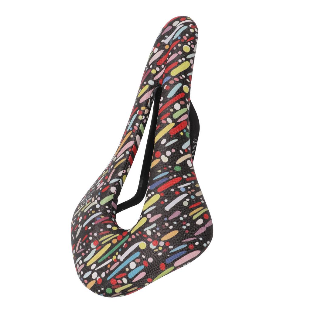 Bicycle Leather Soft Saddle Double Track Seat Tube Mountain Bike Hollow Seat Cushion for CyclingBlack