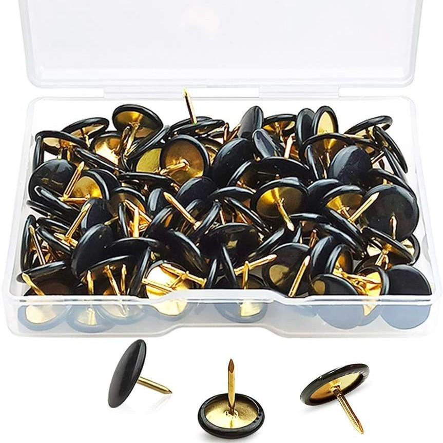 100-Piece Box of Color-Selectable Plastic-Coated T-Pins for Creative Projects, Large-Headed American Pushpins