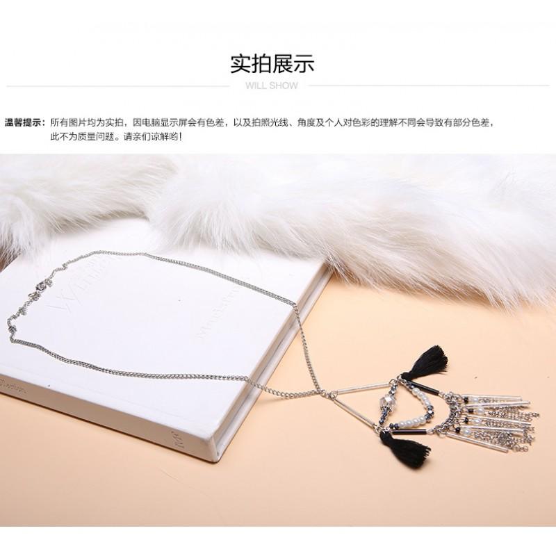 Bohemian Tassel Long Necklace Women Versatile Sweater Chain Jewelry
