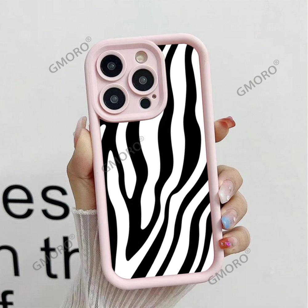 South East Asia Black and white zebra pattern mobile phone case for iPhone16 premium protective case Apple 17 silicone soft case