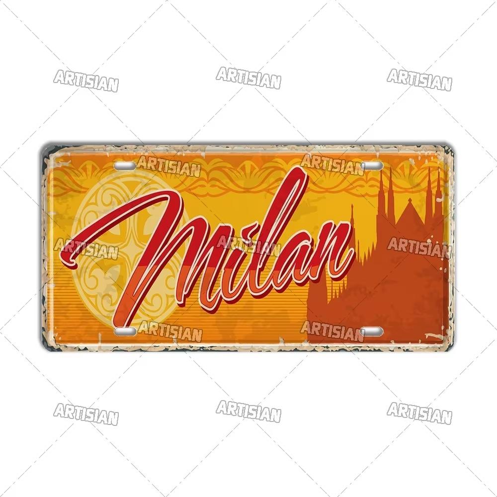 Artisian Italy City State Travel Car Plate Province Metal Sign Landmark License Plate Decorative Tin Plaque Wall Decor Piece