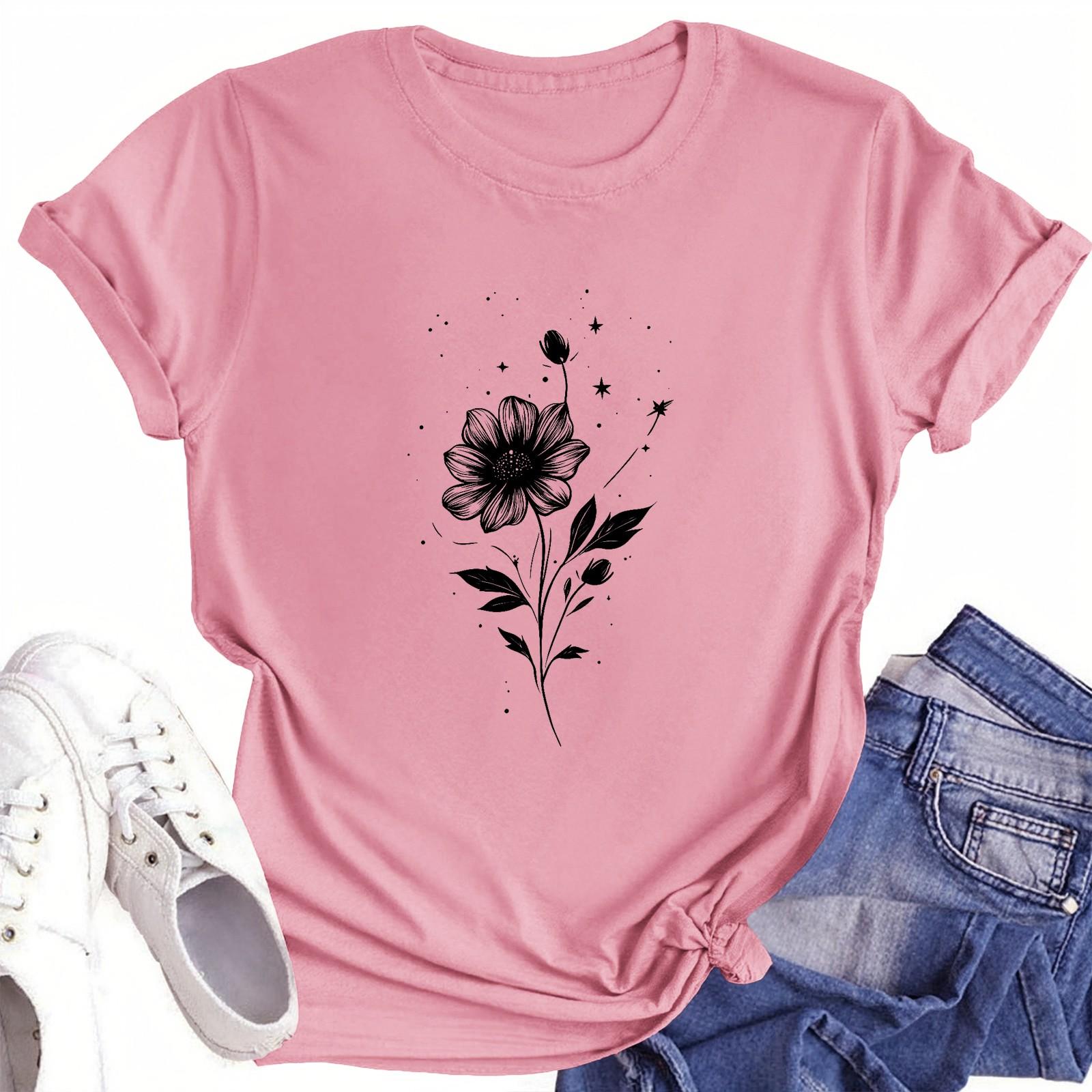 

Футболки с короткими рукавами для женщин, модные топы, легкие и мягкие повседневные летние наряды, одежда L розовый