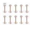 ZS 10 Pcs/lot Gold Color 16/18G Stainless Steel Labret Lip Piercing Men CZ Crystal Ear Cartilage Tragus Helix Piercings 6/8/10MM