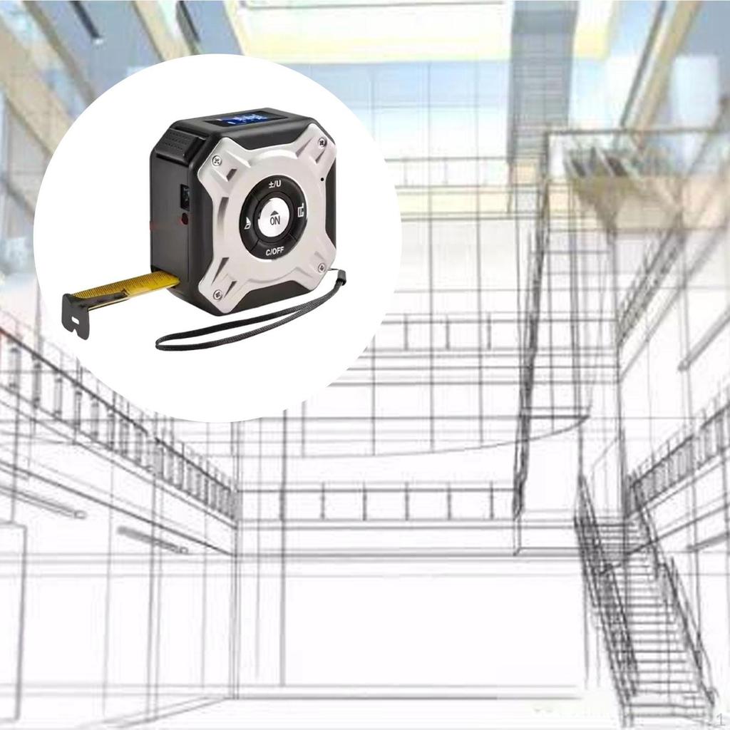 2 in 1 Light Tape Measure 131ft Diatance Meter & 16ft Manual Measuring Black and