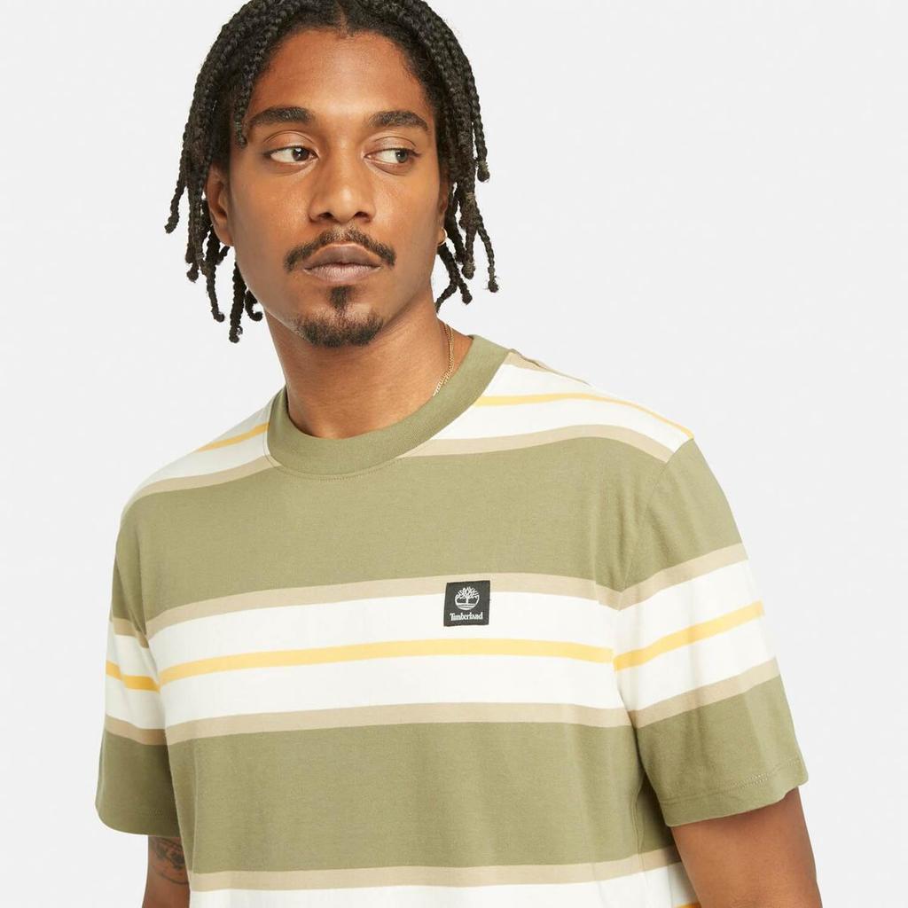 Timberland Men's Short Sleeve Striped T-Shirt, Cassel Earth YD, Size L, TB0A64AYB391