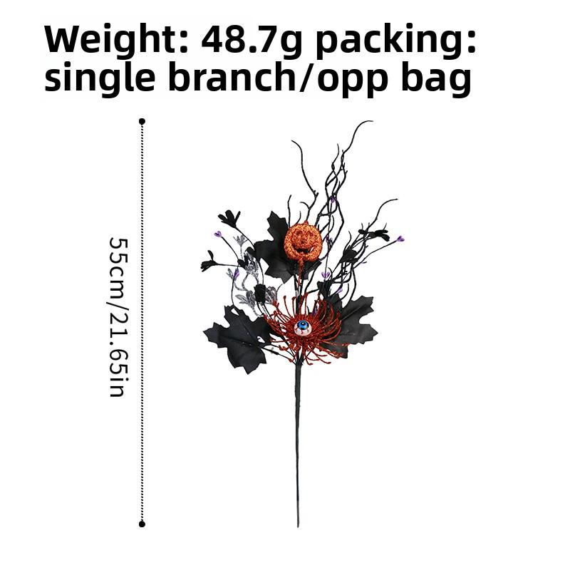 Halloween Decorations Scary Maple Leaf Eyeball Pumpkin Flower Branch Arrangement Ghost Festival Home Party Ornament
