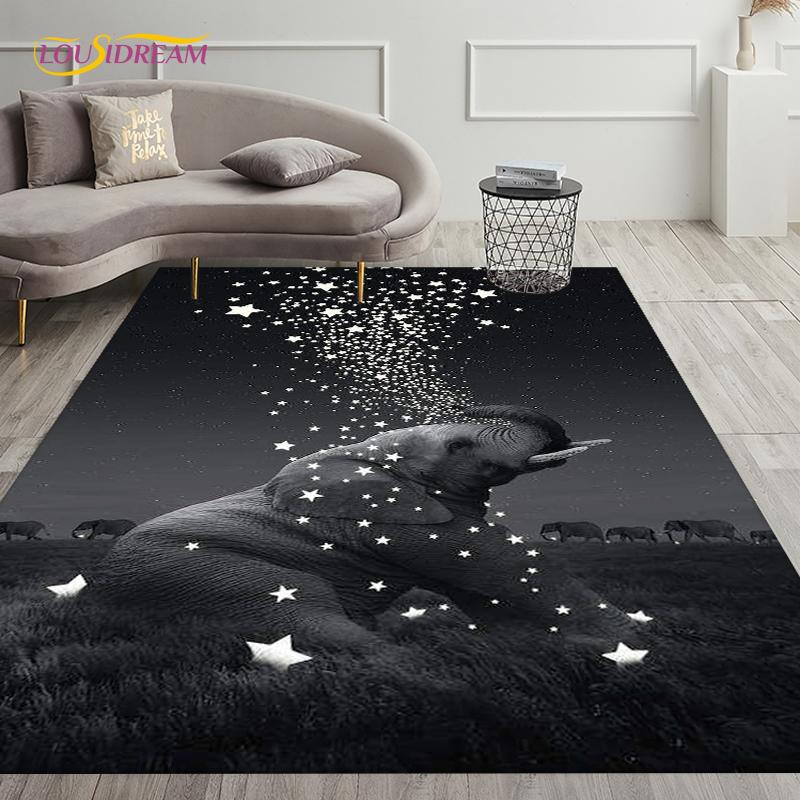 Covor de covor elefant drăguț cu bule de suflare de neon pentru sufragerie, decorare dormitor, preș bucătărie, baie, covoraș anti-alunecare