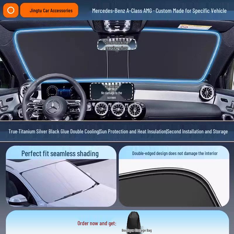 Mercedes Sunshade for GLC, C260L, E300L, GLB C-Class - Windshield Heat Insulation Curtain