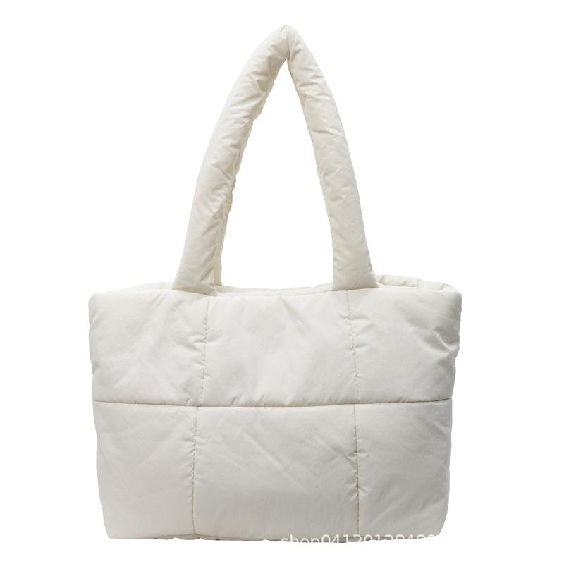 2025 New Casual Down Cotton Handbag Women's Korean Version Light and Soft Shoulder Bag Large Capacity Tote Cotton Bag
