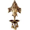 Ganesh Deepak with Bell Brass Wall Hanging (Brown)