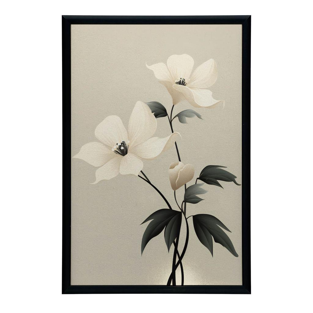 White Elegance - Minimalist Floral Poster White Elegance - Minimalist Floral Poster, 40X50 Cm, Frameless, Matte Paper 230 Gsm