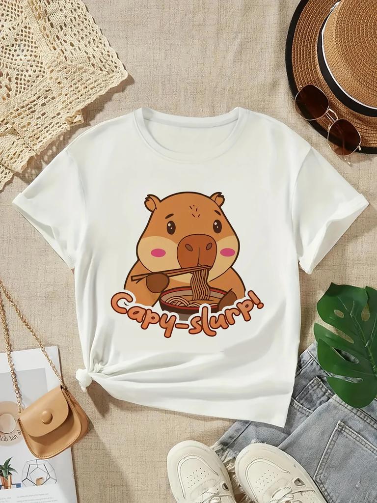 2025 Capybara Tshirt Kids Children TShirt capibara Cartoons Clothes Kid Girl Boy Capybaras T Shirt Baby Casual Top Clothes