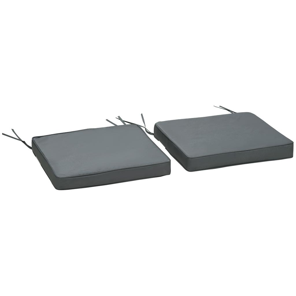 Polyester Set Of 2 Garden Chair Cushion Grey
