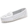 ANZUEN Women's Breathable Cut-Out Flat White Sneakers