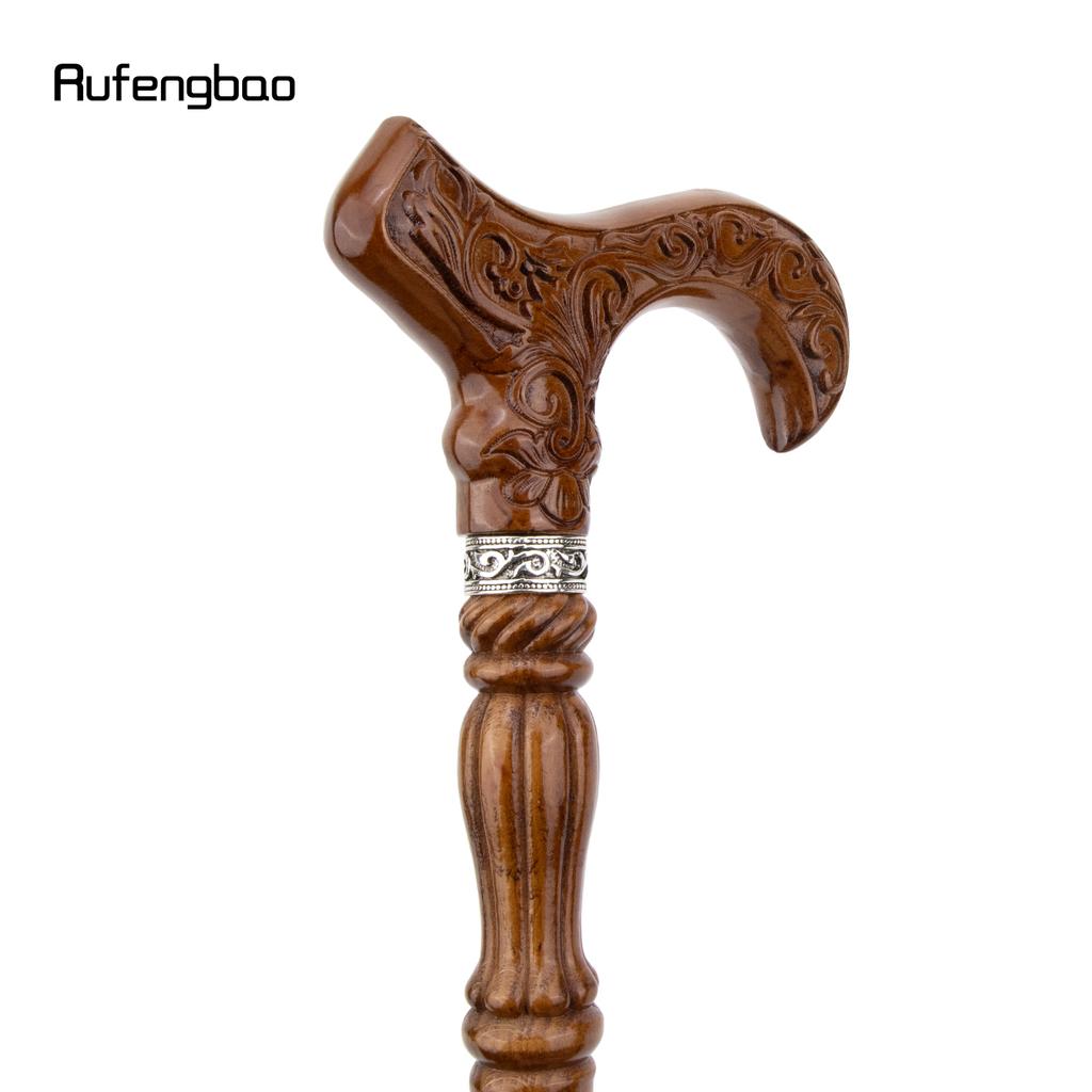 Flower Brown Wooden Fashion Walking Stick Decorative Vampire Cospaly Party Wood Walking Cane Halloween Mace Wand Crosier 93cm