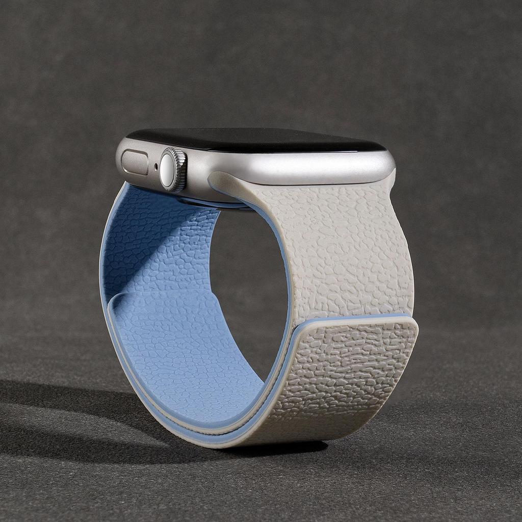 Lychee Pattern Magnetic Silicone Sports Watch Strap, Compatible with Apple S7, S8, S9, S10, S11, New SE