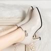 Plus Size 34-42 New Woman Ankle Boots Pointed Toe High Heels Dress Shoes Black Bare Boots Designer Shoes for Female Winter 1011C