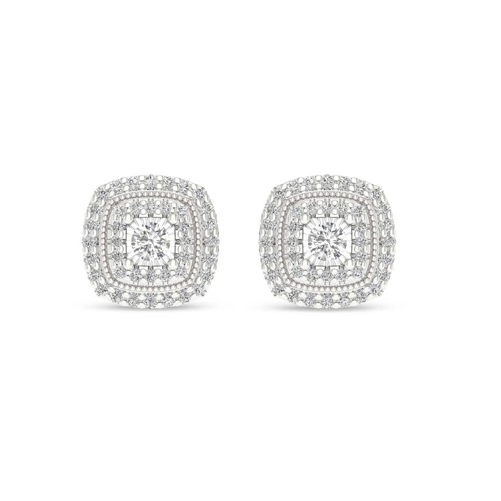 European Chic: Elegant Micro-set White Zirconia Square Hoop Stud Earrings