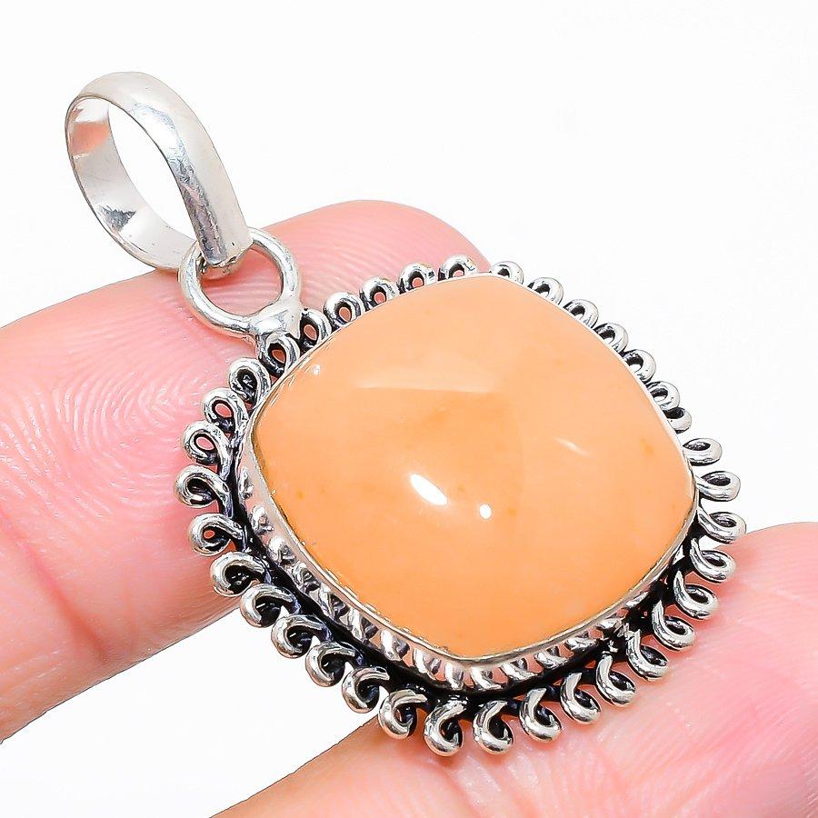 

Ювелирный кулон из стерлингового серебра 925 пробы с оранжевым авантюрином 1,62 дюйма V7M94