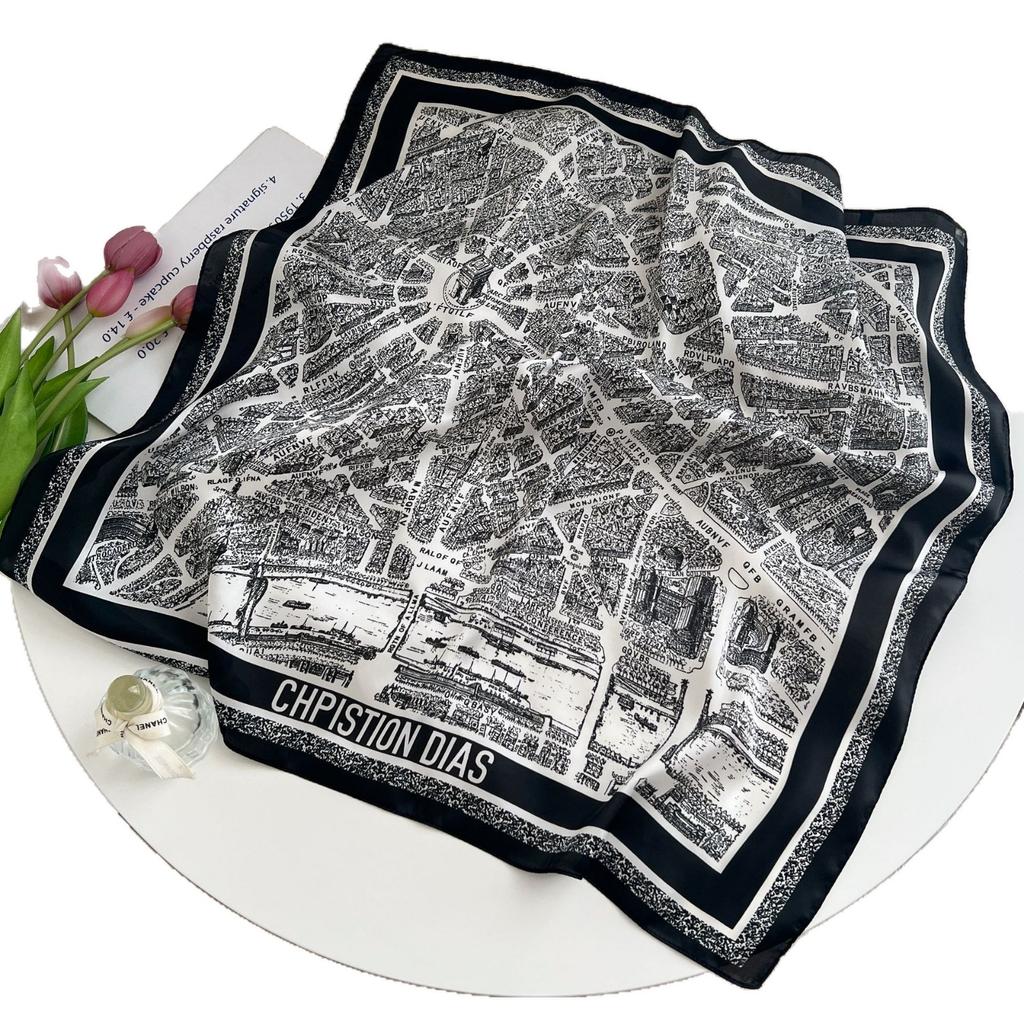 [Collection] Velvet Silk Scarves Women'S Versatile High-End Square Scarves Neck Scarves Spring And Autumn Retro