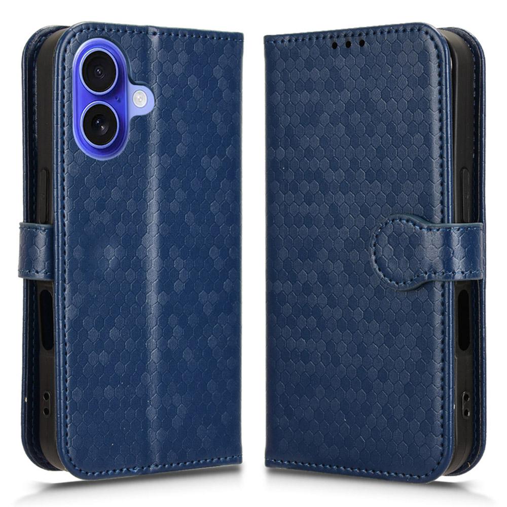 For iPhone 16 Wallet Case Dot Pattern Imprint PU Leather Phone Cover