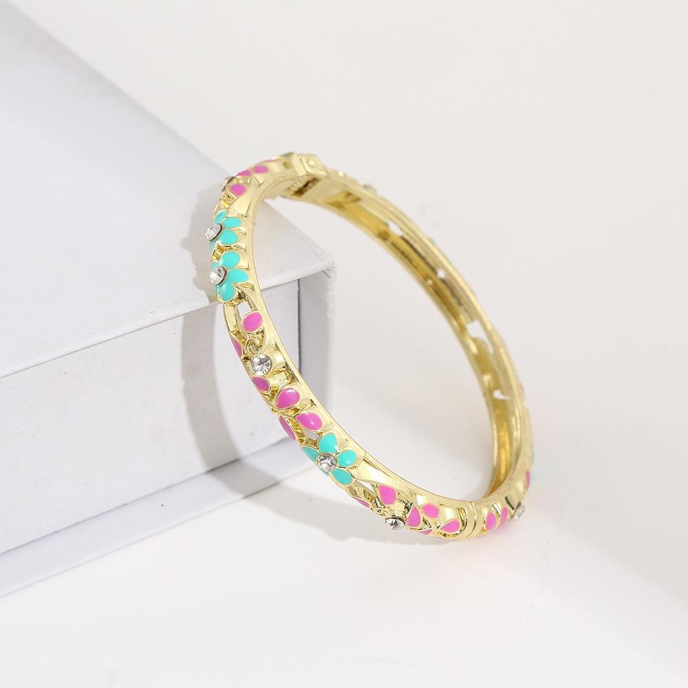 Colorful Enamel Bangle Vintage Flower Enamel Bangle Cloisonne Bracelet  Party Jewelry
