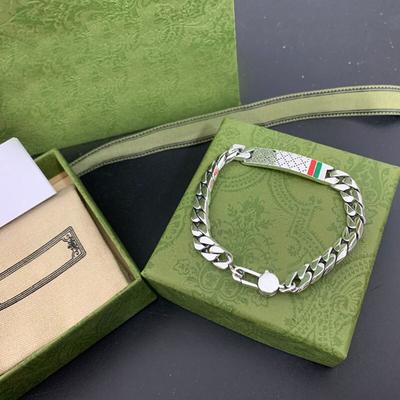925 Sterling Silver Trendy Fashion Red and Green Pole Bracelet Men and Women Couples Anniversary Party Luxury Brand Jewelry