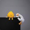 2 Pieces Duck Character Figurine Small Fruit Rounded Home Ornament