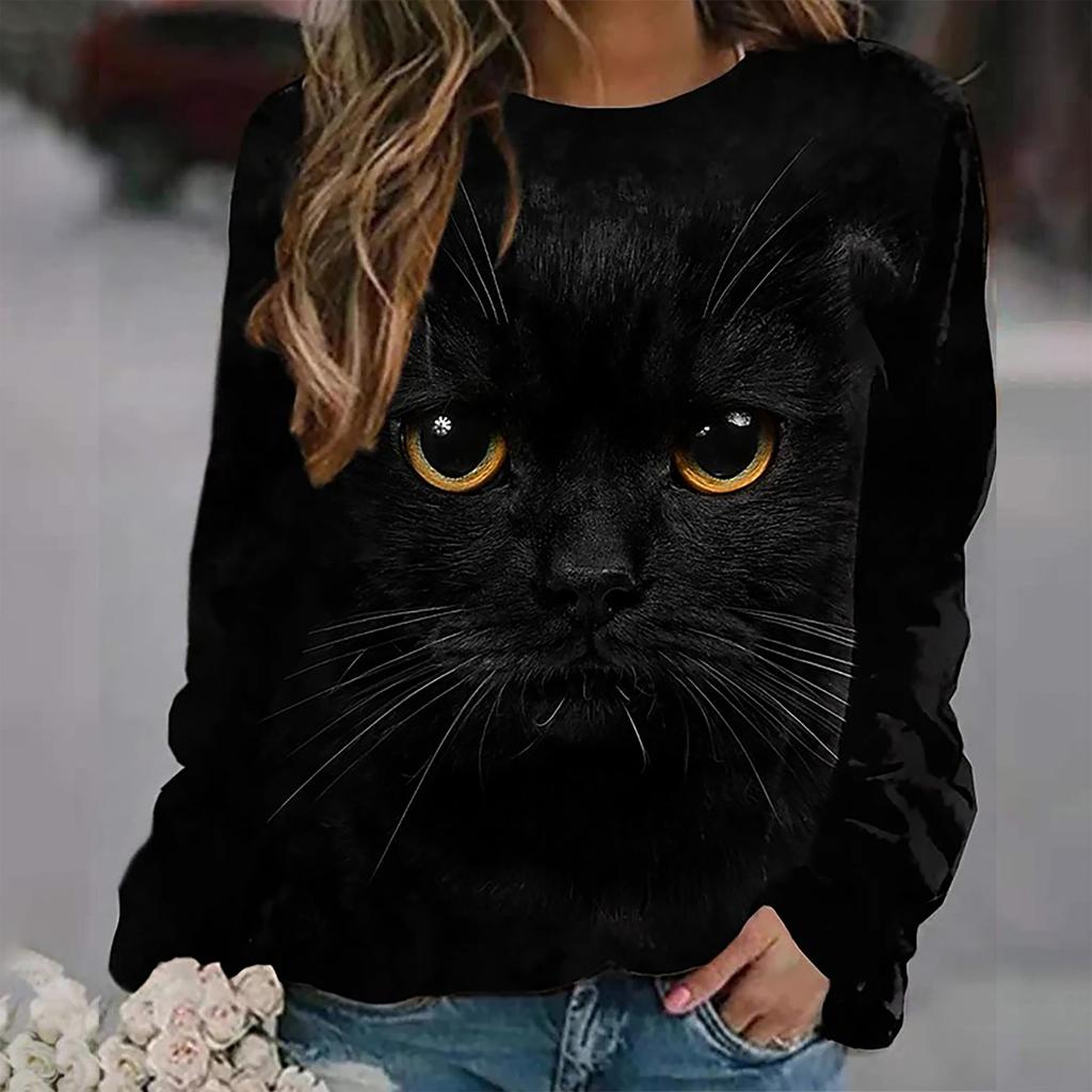 Women's Casual Fashion  Print Long Sleeve O-Neck Pullover Top