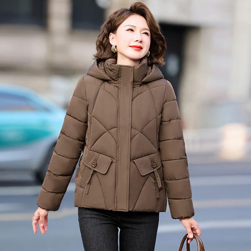 YUZHAOLIN Women's Mid-Aged Winter Hooded Padded Short Coat