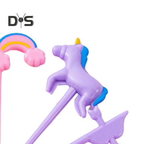 6ks ovocný trsátko Opakovaně použitelné Bento trsátka Roztomilá duhová hvězda ve tvaru srdce Vidlička na ovoce Snadné čištění pro děti