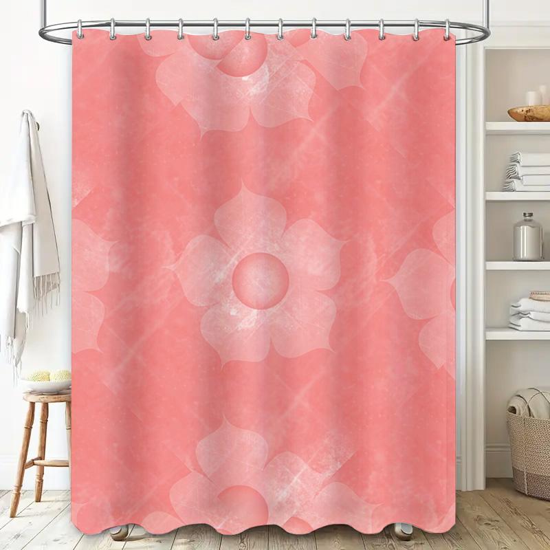 Pink Watercolor Floral Shower Curtain Home Decor Bathroom Decoration Waterproof Washable Size Customizable For Bathtub Or Tubs P