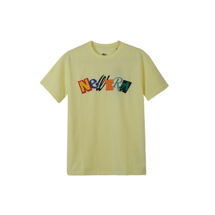 New Era Letter Print Classic T-Shirt Unisex tops Yellow Green 12354455