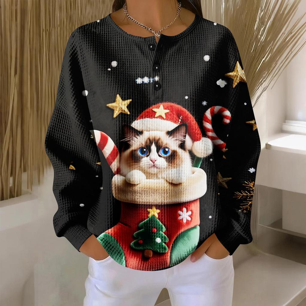 Women's Casual Shirts Long Sleeve Tops Button Up V Neck Loose Knit Fall Favorites For Women