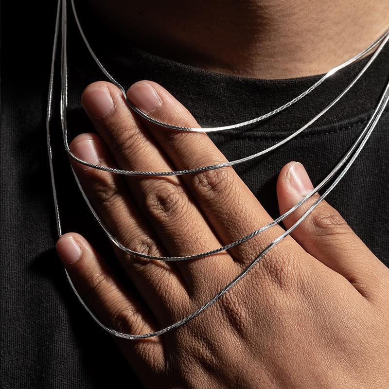 Unisex Sterling Silver Snake Chain: Minimalist Hip Hop Choker