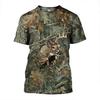 Deer 3D Printed Short Sleeved T-shirt Summer Breathable Polyester Simple Round Neck Top