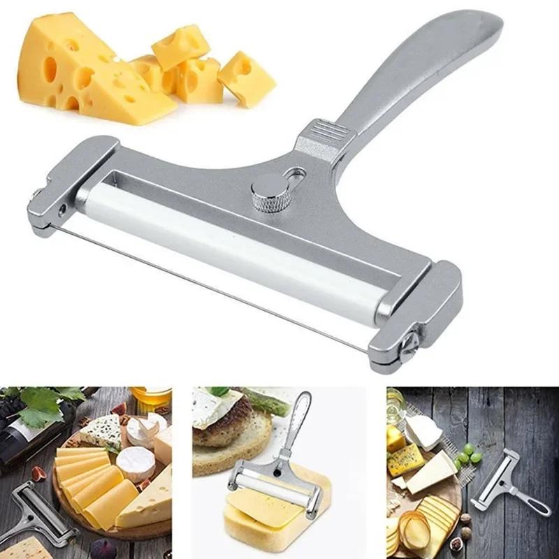 Affetta formaggio in lega di alluminio, spessore regolabile, tagliere per formaggio e burro con filo per formaggi morbidi e semi-duri, gadget da cucina