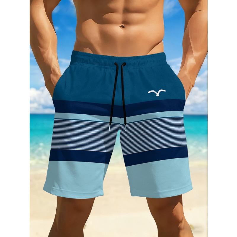 

Men s Quick-drying Breathable Board Shorts in Colorful Print with Elasticated Waist, Drawstring and Pockets 6XL
