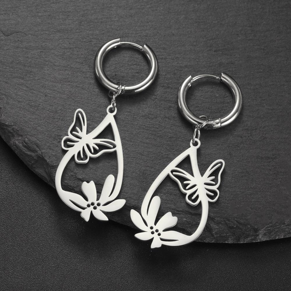 My Shape Butterfly Pendant Necklaces for Women Girls Stainless Steel Chain Choker Animal Charm Butterfly Jewelry Valentine's Day