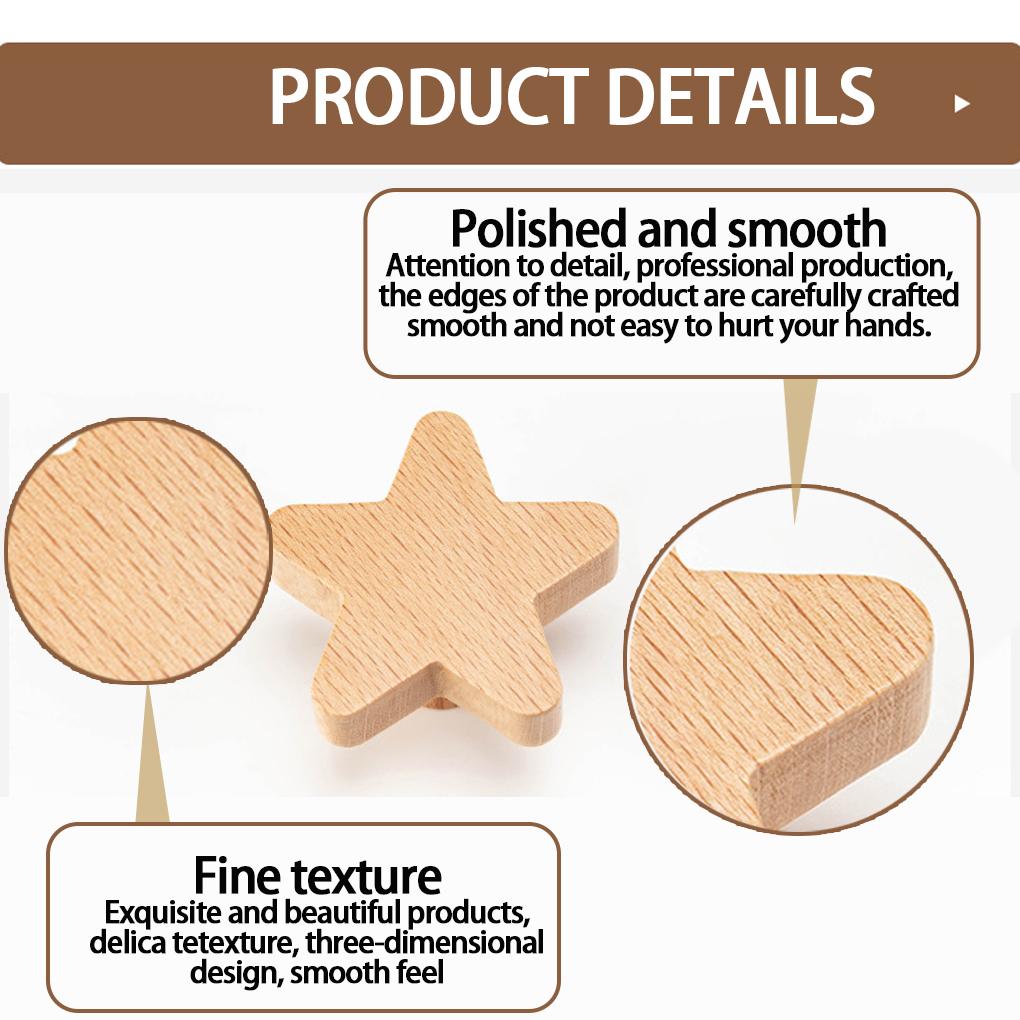 6pack/lot Moon Drawer Knobs Wooden Handles For Children S Room Decor Wooden Animal Cabinet Knobs