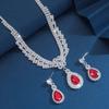3PC Women's Fashion Copper Claw Chain Temperament Water Drop Necklace Earrings Zircon Set Wedding Banquet Party Holiday Gift